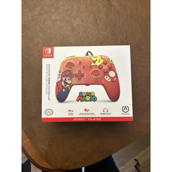 Official Super Mario Red Wired Controller for Nintendo Switch-New In Box
